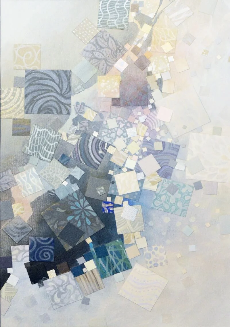 “Port: Cartagena”, 2021. 13x19 inch. Painted canvas fabric on a canvas sheet, acrylic paint/medium