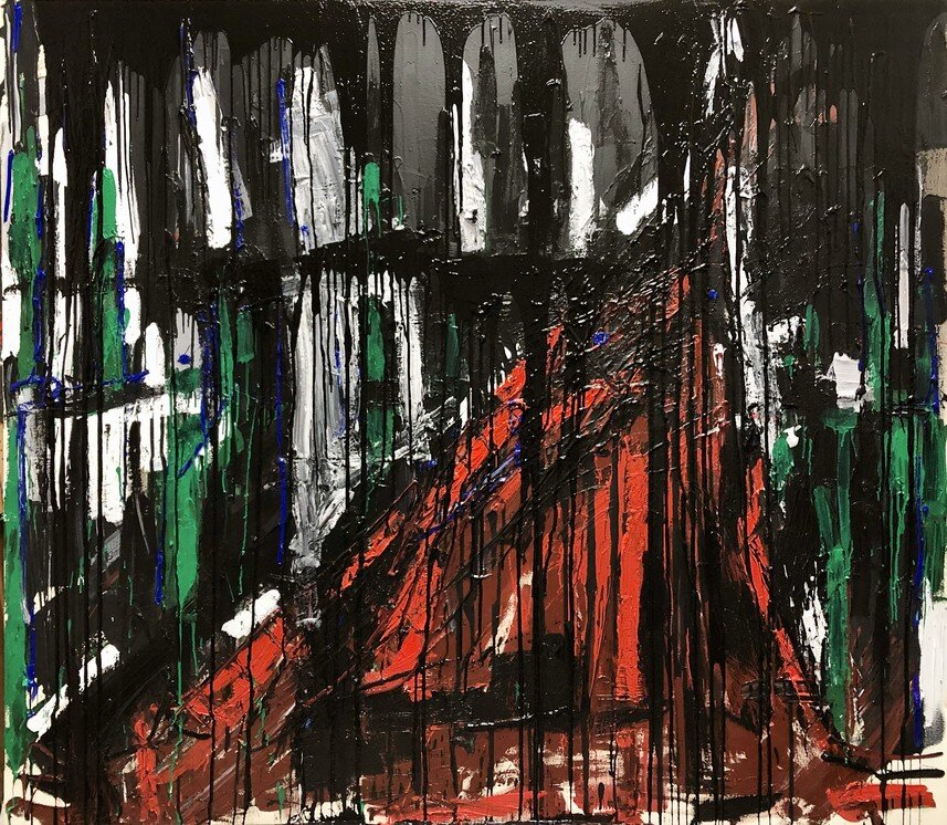The Final Climb - 2020 - acrylic and charcoal on canvas, 70 x 80 inches
