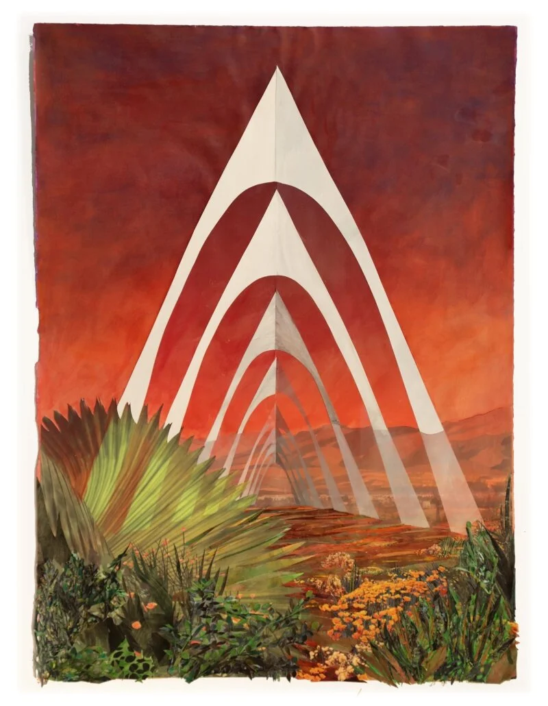 “Arches,” 2020, gouache and archival inkjet photo on paper, 37 1/4 × 30 in, 94.6 × 76.2 cm