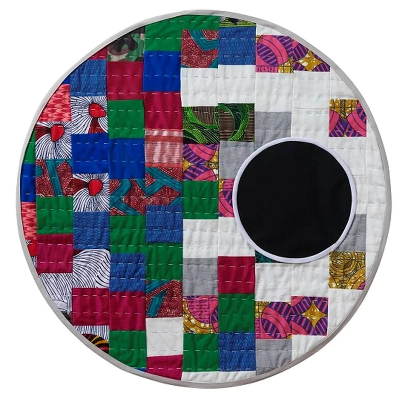 “Black Moon,” 2019 - 30.5 x 30.5 in - Cotton, upholstery fabric and silk