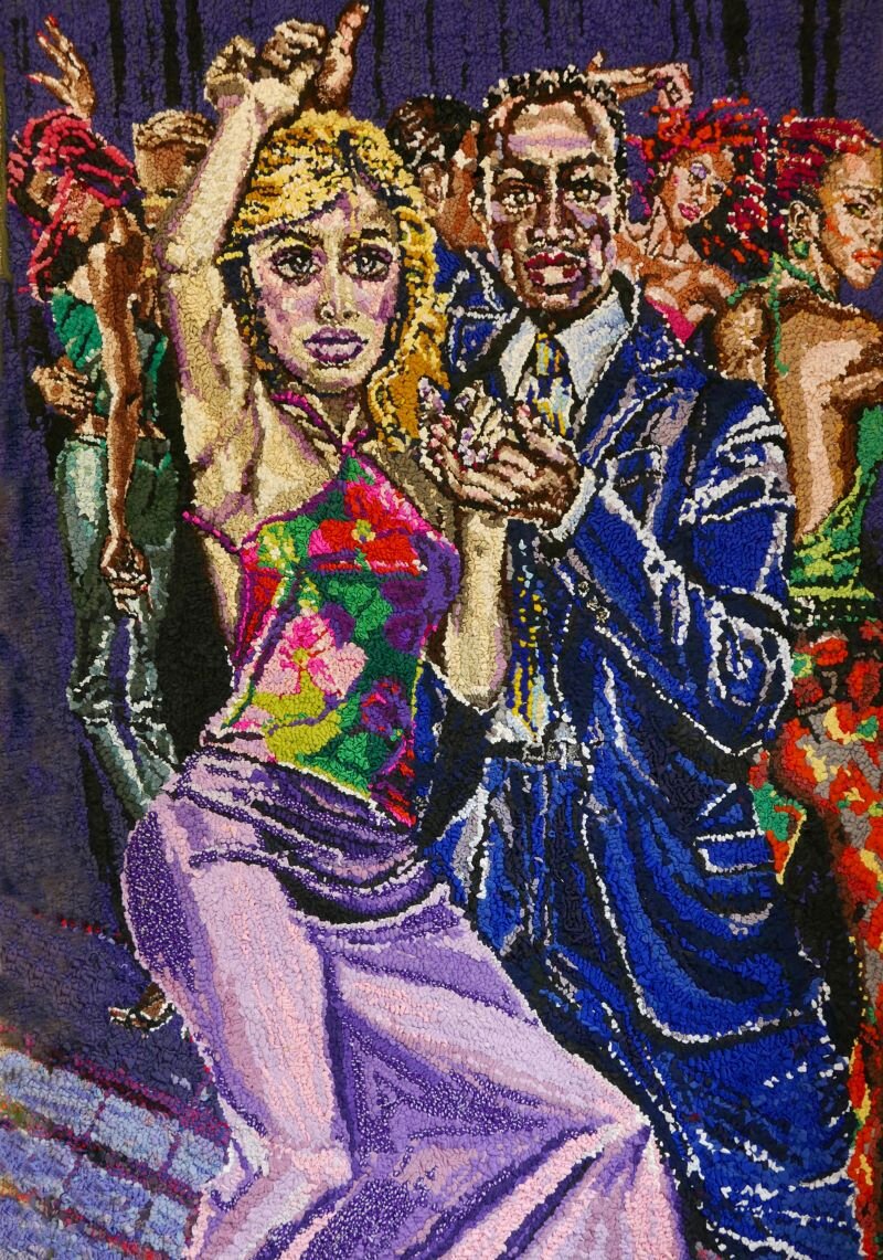 "Dance of Hope and Despair," 2002 - Mixed Media Fiber Art: Discarded clothing, 60in x 40in