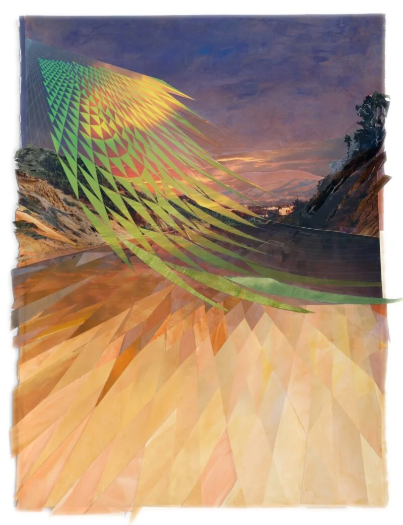 “Desert Flight,” 2020, gouache paper and archival inkjet print, 37 1/4 × 30 in, 94.6 × 76.2 cm