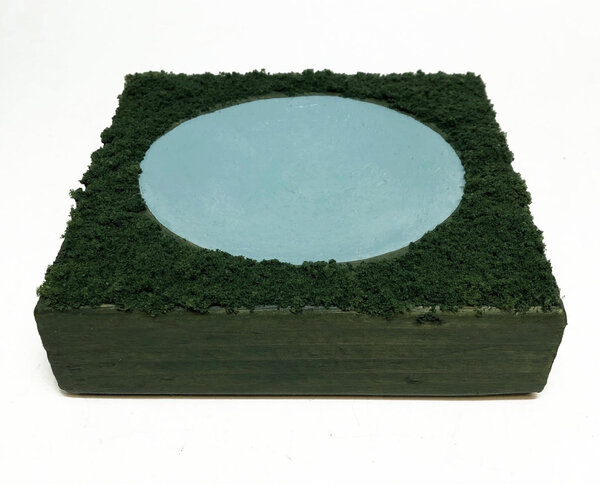 "Earthworks" triptych - "Chalk Circle", "Standing Stone", and "Ceremonial Pool," 2019