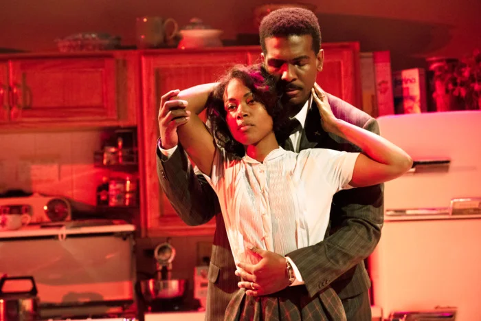 Atlantic Theater Company production of Fireflies (2018). DeWanda Wise as Olivia and Khris Davis as Charles. Photo by Ahron R. Foster