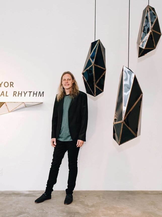 Traxler Pendant Lamps - welded mirror polish stainless steel edition of 8 + 4 AP dimensions variable - photo credit: Twentieth/The New Gallery LA