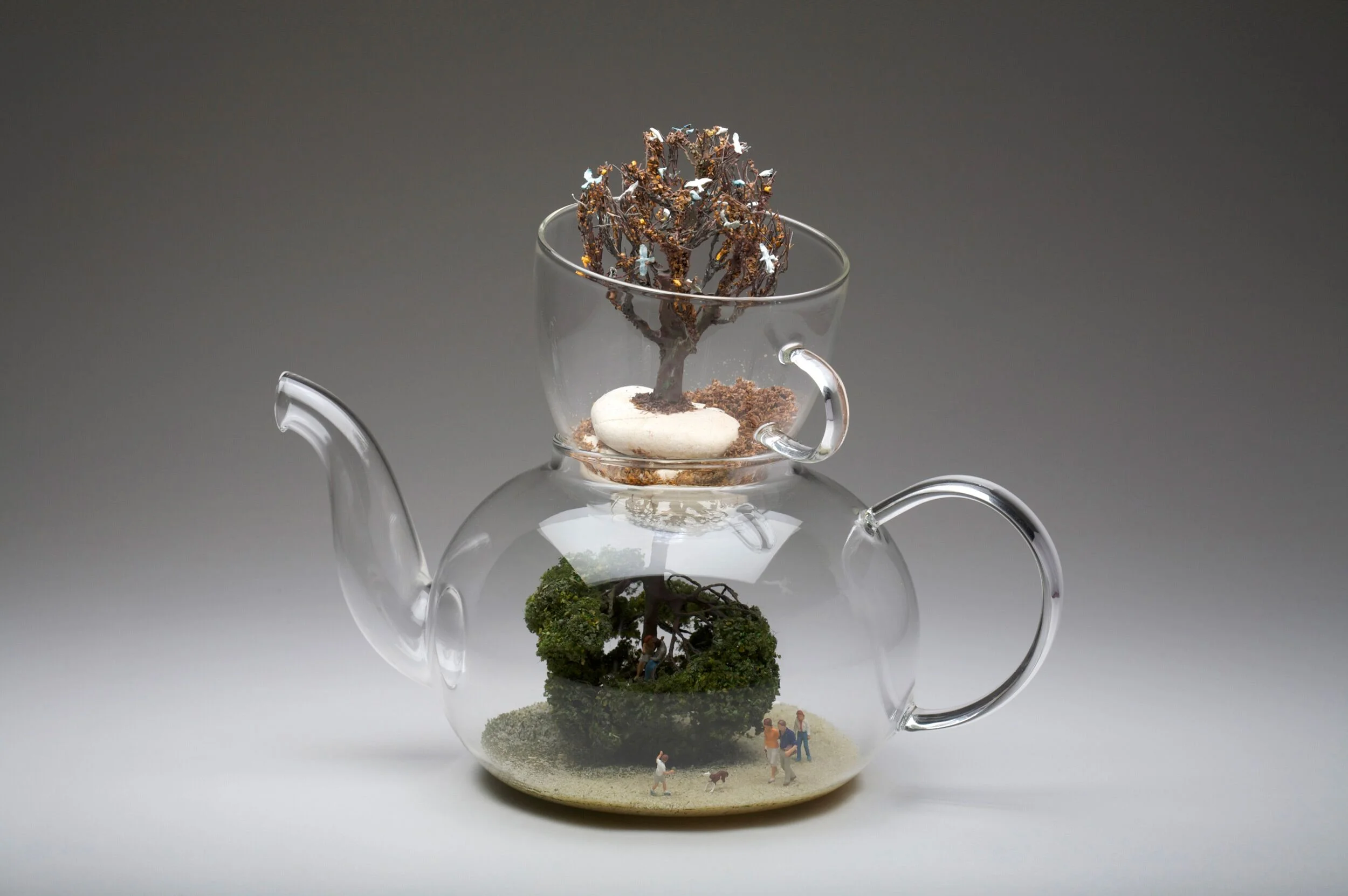 “Earthward, Skyward, Homeward,” mixed media assemblage, 21cm x 26cm x 16 cm