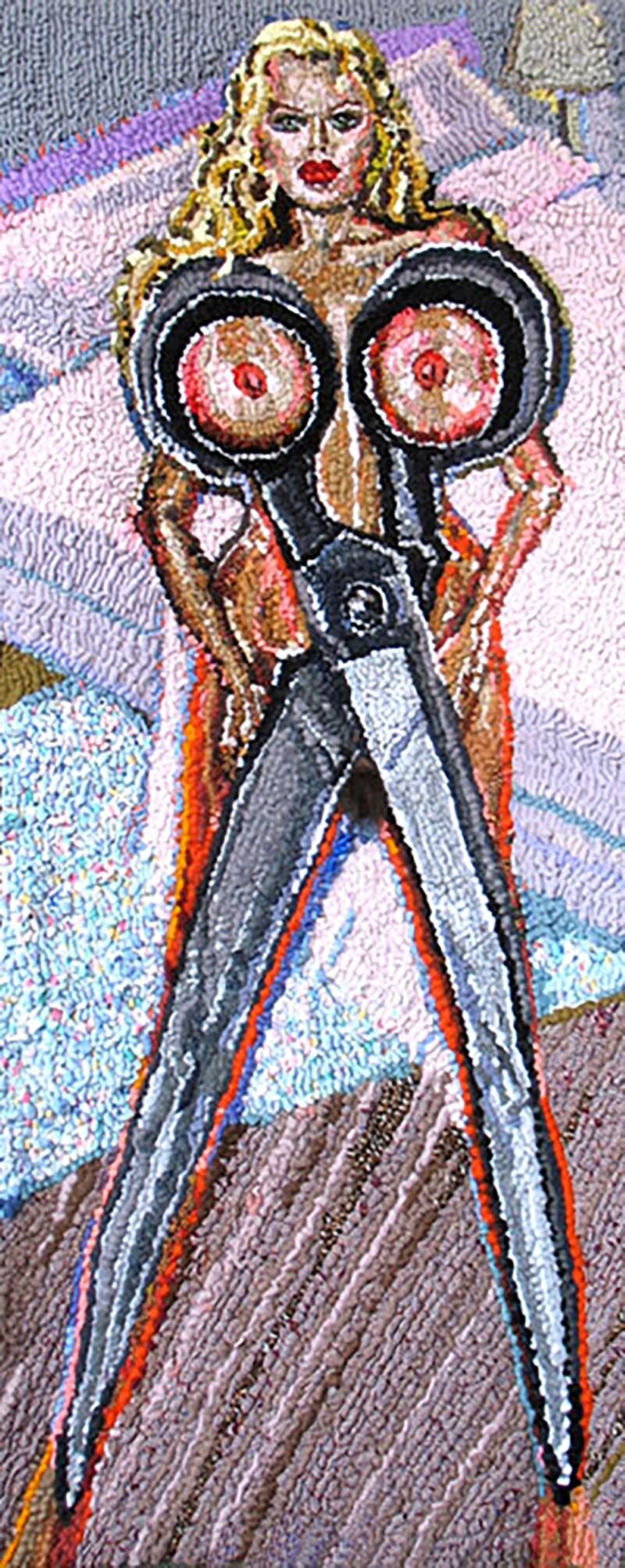 “Seeing Double,” 2002 - Mixed Media Fiber Art:&nbsp;Discarded clothing, 29in x 13in