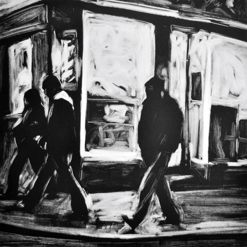 “Barbershop, Chinatown”, 2014 - Lithograph printed by Corridor Press, Otego, NY, Framed Dimensions: 27 x 27in. (68.6 x 68.6cm)