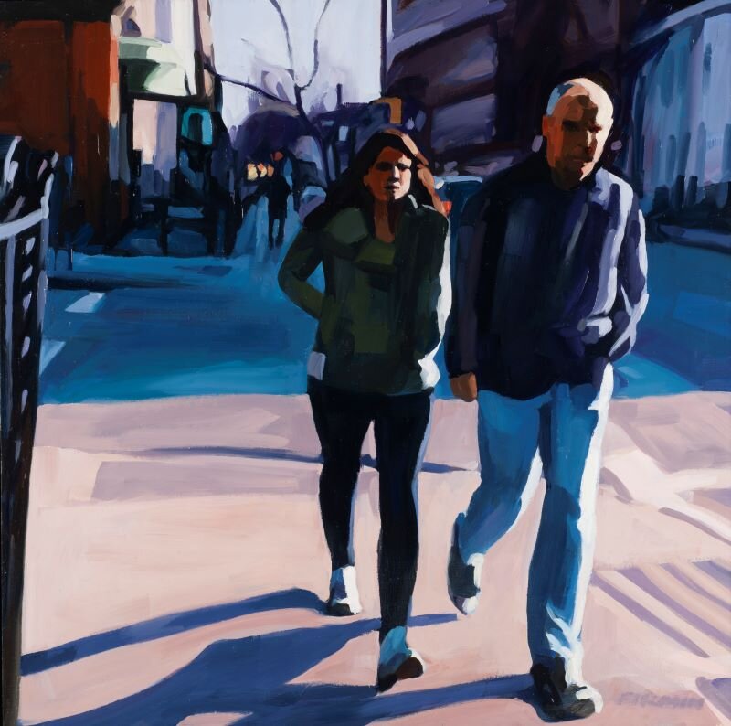 “Couple, Brooklyn”, 2017 - Oil on wood panel, Framed Dimensions: 25.39 x 25.39in. (64.5 x 64.5cm)