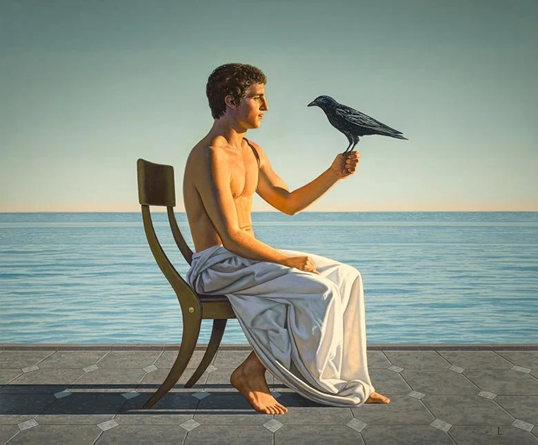 “Man with Crow,” 2015 | oil on canvas, 40 x 48 in.| Private Collection