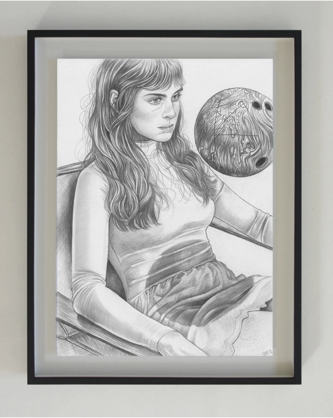 “Release,” 2020, graphite on paper, 18.30 x 13.97 inches framed