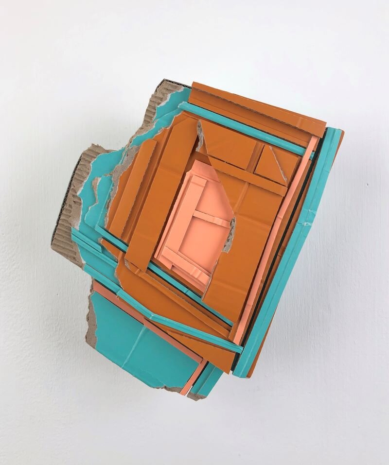 “Grade”, 2021. Found (unpainted) cardboard, foamcore 8.5 x 8 x 3.5in. (21.6 x 20.3 x 8.9cm)