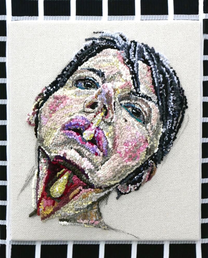 “Unshed Tears, Swallowed Anger,” 2018 - Discarded clothing, 18 x 14 inches