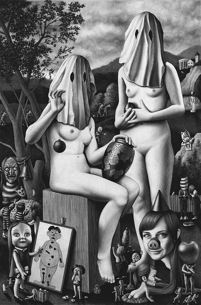 “The Ball” - graphite and charcoal on paper, 70 x 100 cm, 2018