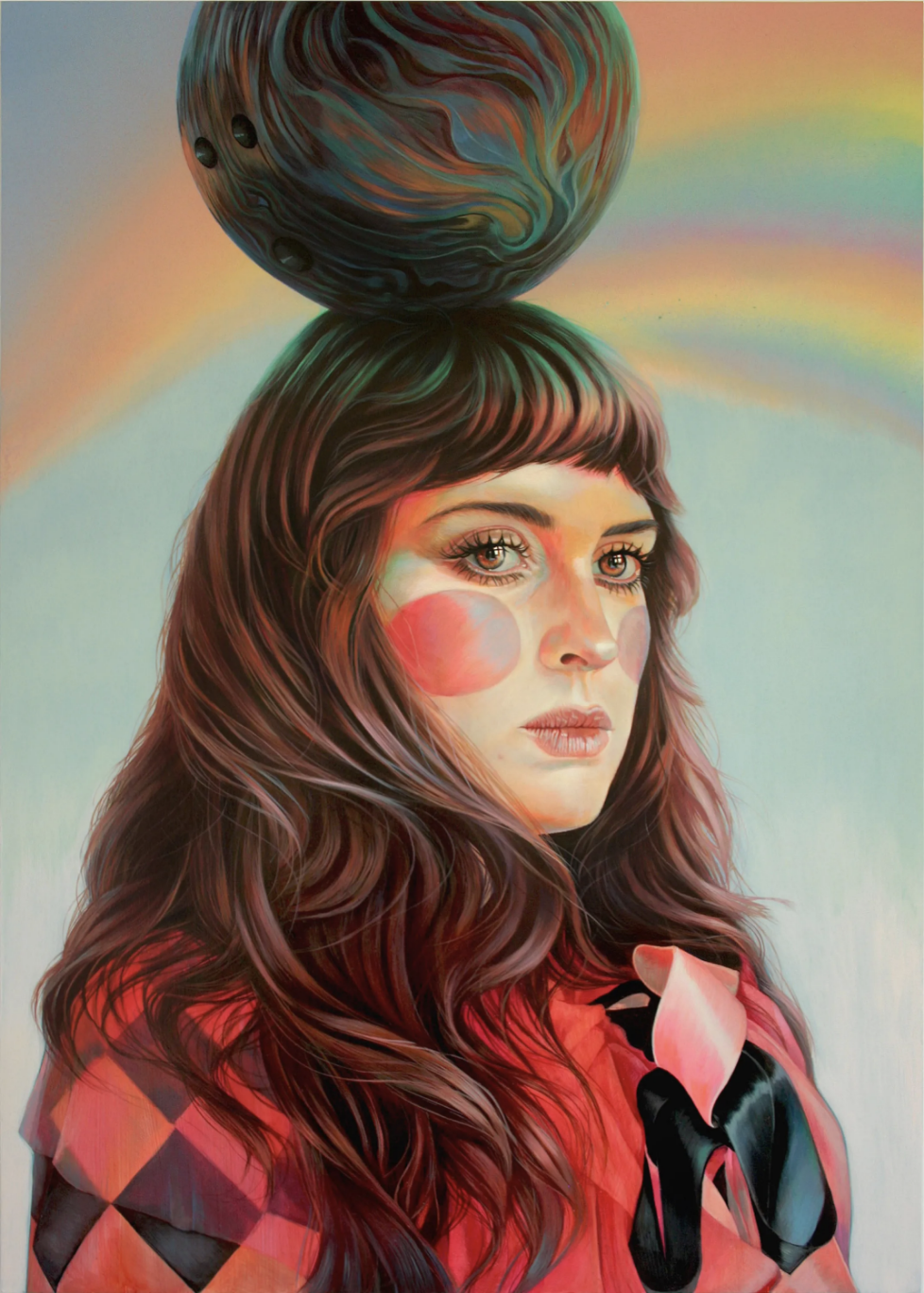 “Balancing Act,” 2020, acrylic on panel, 39.37 x 27.5 inches