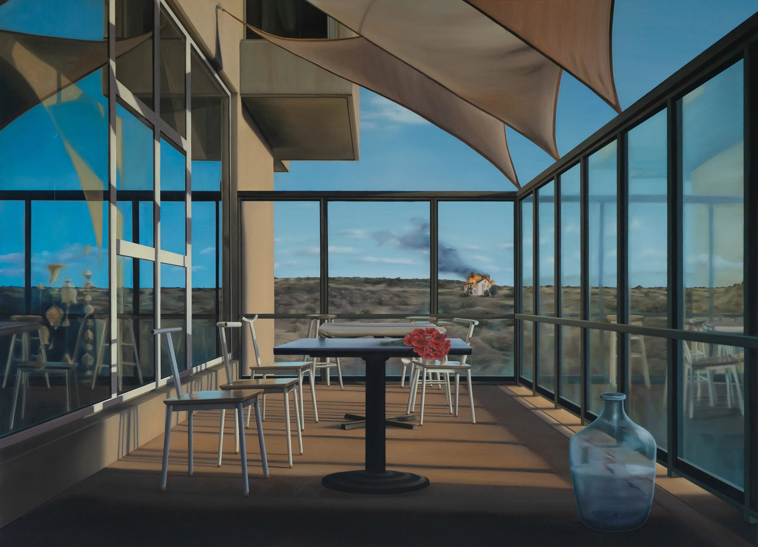 “Sculpting in Time 1” (2020), Oil on canvas, 51” h x 70” w