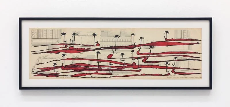 Carol Rama, “Untitled (Tongues 18)”, 1996, Magic marker on paper, framed, 12.5 x 41.5 inches, 32 x 105 cm